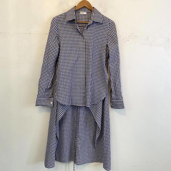 ROSETTA GETTY blue and white checkered drape blouse sz 8 - Picture 3 of 8